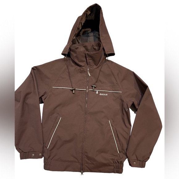 Eous Vintage Jacket Womens Small Brown Equestrian Horses Coat Hooded Full Zip - Picture 2 of 16